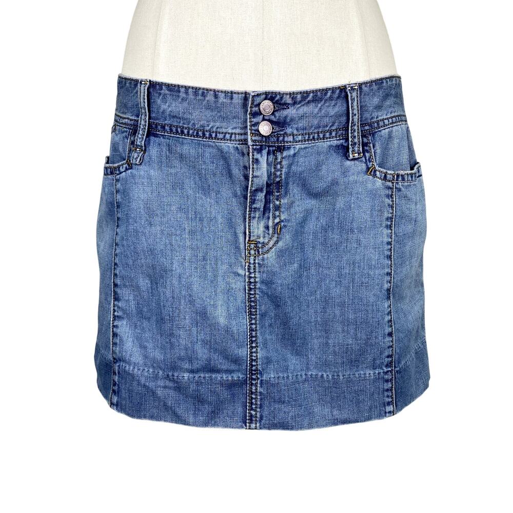Vtg Y2K Gap Denim Jean Mini Skirt Grunge Summer Coquette Cottage Festival Sz 10